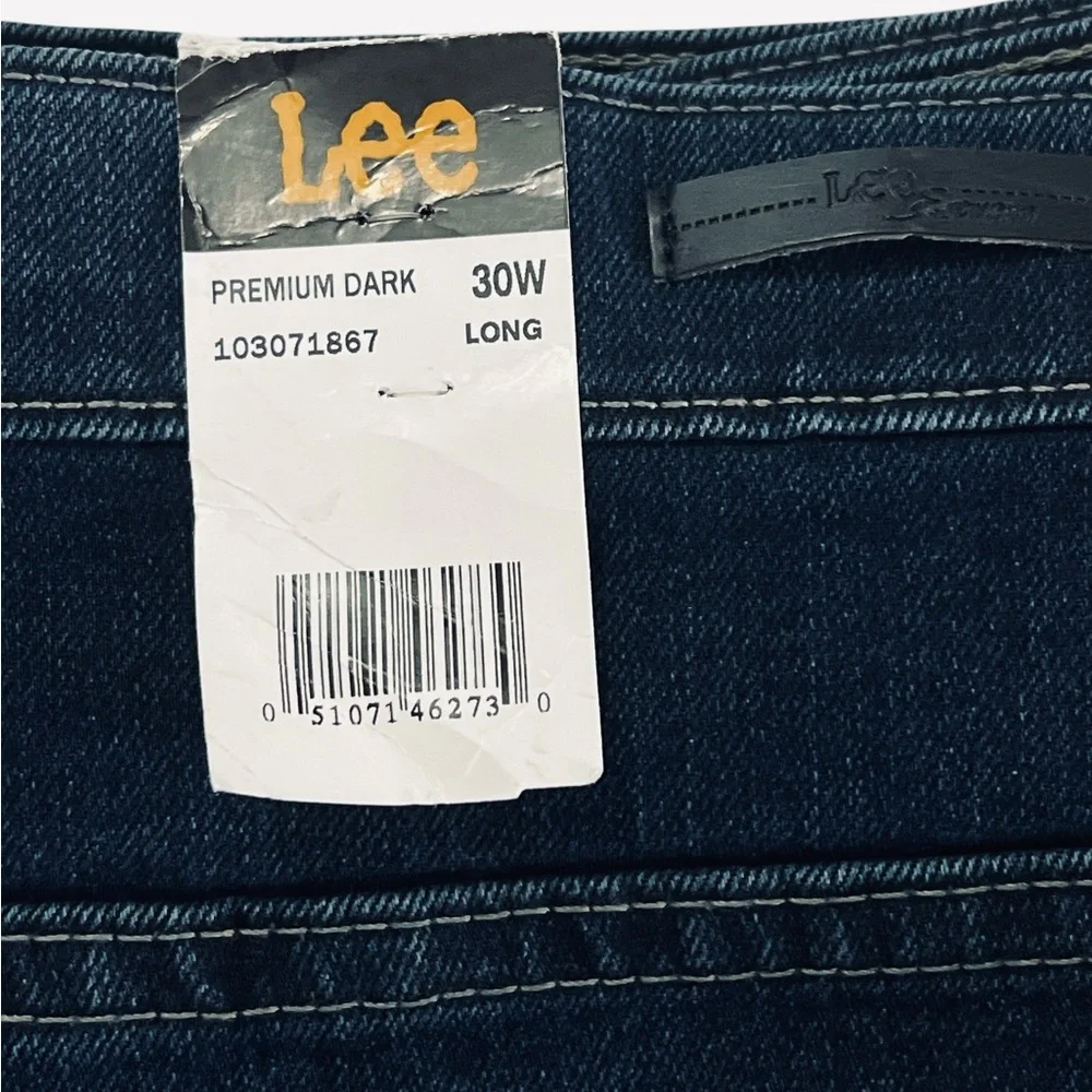 Lee Womens Relaxed Fit Straight Leg Jeans Mid Rise Stretch Dark Blue Plus Sz 30L